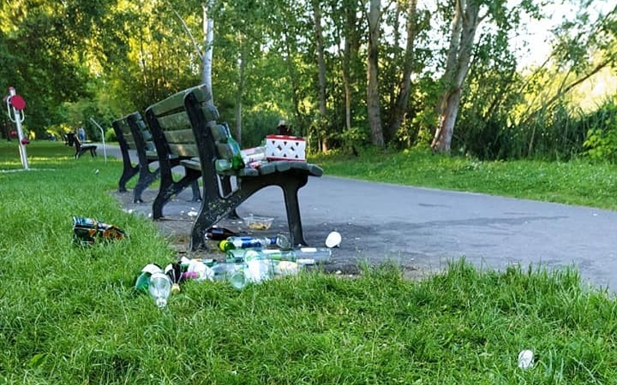 Müll am Mainufer in der Sanderau Müll am Mainufer in der Sanderau